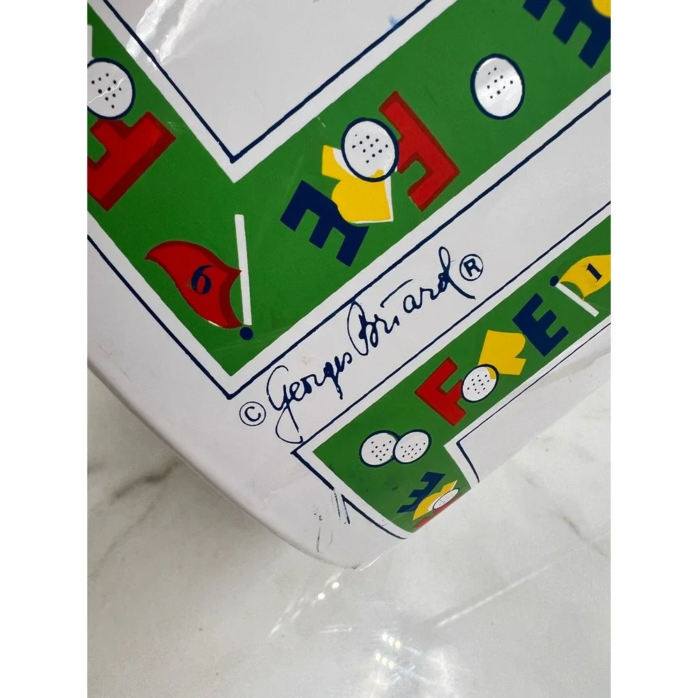 Vintage Georges Briard Golf Ice Bucket Fore Theme White Insulated Barware Lid